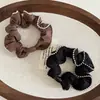 Corda de Cabelo de Tecido com Borda Prateada de Metal de Alta Qualidade Coreana Elástico Pequeno para Cabelo Faixa de Cabeça Elegante Elástico Acessórios de Cabelo para Mulheres