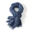 Bufanda Nueva para Hombre 2026 de Color Sólido con Rayas Gruesas Caladas y Líneas Vintage con Flecos, Bufanda Transfronteriza Teñida con Efecto Desgastado