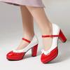 Zapatos de Mujer para Primavera y Otoño Charol Bloque de Color Tacón Tacón Alto Mary Jane Tacones Altos de Mujer Hebilla de Lazo Zapatos Lolita para Mujer