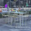 Silla de Alambre de Diseñador, Silla de Barra de Hierro Hueco, Mesa de Comedor para Pasillo de Bar, Silla de Barra para Mostrador de Restaurante Occidental, Sensación de Lujo Ligero y Gama Alta