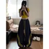 Pantalones de chándal anchos de estilo americano con bloques de color para mujer, engrosados con forro polar para otoño e invierno, talla grande, holgados, adelgazantes, casuales