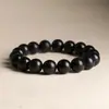 Pulsera de Sándalo Negro para Hombre, Pulsera de Círculo Único, Cuentas de Oración Budista para Hombre, Hilo de Cuentas de Madera para Mujer para Meditación y Juego