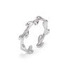 Anillo de Hoja de Plata Chapada Estilo Coreano Mori Rama de Olivo Anillo de Hoja Abierto Ajustable para Mujer Joyería Sencilla