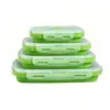 Caixa de almoço dobrável de silicone de grau alimentício, apta para micro-ondas, resistente ao calor, caixa de almoço para armazenamento, utensílios de mesa portáteis para exterior, personalizável