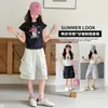 Conjunto de Verano para Niñas 2026 Nuevo Elegante Delgado de Manga Corta Pantalones Cortos de Trabajo Conjunto Casual de Dos Piezas para Niños Mayores