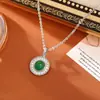 Collar Colgante de Calcedonia Verde Estilo Chino, Moda de Alta Gama, Cadena para Clavícula Exquisita y Elegante, Nuevos Pendientes Estilo Chino