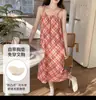 Camisón de Verano a Rayas para Mujer 2026, Estilo Coreano, Adelgazante, Encaje, Sexy, Vestido de Longitud Media