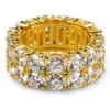 Anillo de fila única de hip-hop marca de moda europea y americana transfronteriza anillo de tres filas para hombre anillo de circonita con microincrustaciones anillo de circonita de doble fila anillo