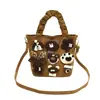 Bolsa de balde xadrez de lã para mulheres, novo estilo popular outono e inverno nicho para o dia a dia bolsa de ombro único transversal