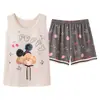 Pijama de verano para mujer, top sin mangas tipo tank top y shorts de lyocell, tela fina de seda helada para el verano, fresco al tacto, adecuado para usar afuera como ropa de casa