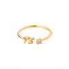Anel de letra AliExpress 26 letras AZ banhado a ouro 18K anel neutro anel de dedo criativo joias por atacado