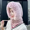 Chapéu quente estilo nordeste de Harbin, conjunto de cachecol de lã e máscara facial para clima frio ao ar livre, chapéu de tricô moderno para vendas transfronteiriças