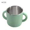 Nueva Taza de Silicona y Acero Inoxidable con Dos Asas para Bebés, Procesamiento de Fábrica de Grado Alimenticio y Personalización, Base Antideslizante y Antivuelco