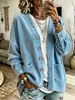 Jaqueta Cardigan Feminina de Veludo Cotelê com Decote V, Caimento Solto, Ombros Caídos, Botões Únicos, Bolsos Duplos, Nova Coleção Outono Europeia e Americana
