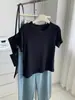 Camiseta de Mousse de Terciopelo Cepillado Grueso para Mujer, Cuello Redondo, Manga Corta, Estilo Coreano Simple, Color Sólido, Versátil, Adelgazante, Hombro Normal, Otoño/Invierno 2026