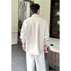 2026 Nueva Camisa de Manga Larga de Lino Plus Size para Primavera Otoño Hombres Casual Holgada Solapa Bolsillo Bordado Camisa Chaqueta