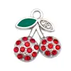 Nuevo Colgante Sencillo Dibujo Animado Tridimensional Cereza Gota de Aceite Incrustado con Diamante Aleación Colgante Collar Joyería Estilo Coreano Accesorios DIY