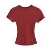 O Caimento é Perfeito, Camiseta Básica Slim-Fit de Gola Redonda com Manga Curta Skims Kardashian para Mulheres, Top Justo de Verão que Cobre o Corpo