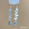 Jardim de Monet ~ Estilo Pintura a Óleo Flor Azul Brinco com Franja Presilha de Orelha Feminina Brincos Elegantes de Alta Qualidade para Feriado Brincos
