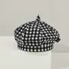 Boina infantil de moda estilo coreano ins, sombrero de artista a cuadros de moda para otoño e invierno, sombrero octogonal retro vintage para niñas
