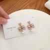 Pendientes de Lazo de Amor de Otoño e Invierno con Aguja de Plata S925 para Mujer, Pendientes de Tuerca de Estilo Trendy Super Hada Elegante de Celebridad de Internet