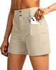 Shorts de trabajo para mujer de talla europea con múltiples bolsillos, pantalones casuales para exteriores con diseño de cremallera, cintura elástica, pantalones de golf para el ocio