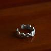 Anillo de Estrella Explosiva de Plata S925 para Mujer, Forma Ondulada, Diseño Cepillado, Estrella de Ocho Puntas Micro-pavimentada Tridimensional de Alta Gama, Anillo Ajustable