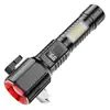 Linterna de Aleación de Aluminio, Luz Martillo, Luz de Patrulla de Rompeventanas de Emergencia, Linterna Magnética Portátil Recargable con Zoom Telescópico
