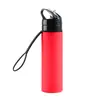 Botella de agua plegable de silicona transfronteriza para ciclismo al aire libre, vaso de agua deportivo, anticaída, botella de agua deportiva plegable de silicona de grado alimenticio