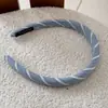 Elástico de Cabelo Azul Listrado Simples Estilo Coreano Influenciador Blogueiro Versátil para o Dia a Dia Coque Scrunchie Faixa de Cabelo Acessório de Cabelo Feminino