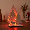 MZ1324-1330 Árbol de Navidad de Madera Transfronterizo Adorno de Mesa Iluminado Decoración para Fiesta Navideña