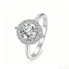 Anillo de Plata de Ley S925 con Moissanita para Mujer, Joyería de Alta Gama, Pulido Polvo de Estrellas, En Stock, Venta al por Mayor Directamente de Fábrica