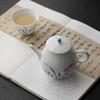 Juego de té de kung fu con pequeñas flores pintadas a mano, tetera de cerámica de alto valor de color con filtro, tetera pequeña de porcelana blanca bajo color esmaltado, olla individual
