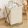 Cesto de roupa suja com tampa, cesto de armazenamento de roupa suja dobrável, cesto de lavanderia para banheiro, cesto de armazenamento de roupas para banheiro de grande capacidade