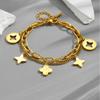 Pulsera de Acero Titanio Color Libre Dorada Trébol de Cuatro Hojas Pulsera Fritilaria para Mujer Estilo Europeo y Americano Moda Lujo Ligero Estilo Mori Cruz
