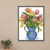 Nuevo Estilo Bordado Punto de Cruz Florero de Tulipanes Sala de Estar Comedor Moderno Sencillo Serie de Flores Bordadas a Mano con Hilo Pintura Colgante