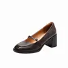 Sapatos Mary Jane Retro Novos para Primavera e Outono, Salto Grosso, Bico Quadrado, Modernos, Práticos para o Trabalho, Sapatos Baixos de Couro