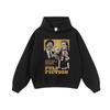 Suéter con capucha y estampado retro estilo americano para hombre y mujer, holgado, moderno, estilo hip hop callejero, informal, de manga larga