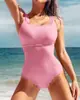 Traje de baño de una pieza de nuevo estilo para mujer, sexy, ajustado, color liso, simple, exportación europea y americana, sin espalda, traje de baño casual para aguas termales