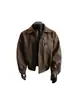 Chaqueta de Cuero Maillard Retro Americana para Hombre Diseño de Primavera y Otoño de Gama Alta Lapel Cleanfit Chaqueta de Vuelo