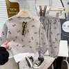 Conjunto de Moletom para Meninos e Meninas 2025 Outono Novo Kidsren's Estampa Completa Mickey Bebê Lindo Calça Esportiva Conjunto de Duas Peças