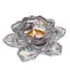 Portavelas de Cristal Transparente Estilo Chino Flor de Loto, Lámpara de Loto, Adorno Artesanal Decoración del Hogar Velas Románticas