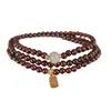 Pulsera de Granate Multicírculo Estilo Montaña Putuo y Pulsera de Cristal de Jade Hetian, Joyería Sencilla de Lujo Ligero de Nicho Regalo