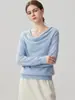 Gola tipo chemise francesa, 35% cashmere, 65% lã, nova coleção outono/inverno, blusa de manga longa assimétrica de um ombro, estilo doce