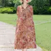 Vestido de Algodón y Seda para Mamá, Nuevo Estilo de Verano, Vestido Largo de Playa Holgado y Adelgazante, Vestido Fluido de Dobladillo Ancho, Vestido para Mujer de Mediana Edad para Sanya