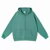 Moletom com zíper estilo americano personalizado de 350g com forro de fleece, cor sólida, manga longa, corte solto, estilo casual, personalizável com seu próprio design