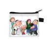 Nova bolsa de moedas temática de "Family Guy", com um design de desenho animado engraçado, com fecho de zíper, adequada para estudantes como uma pequena bolsa de armazenamento, disponível para atacado