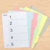 Papel de partición de color a4 carpeta de papel de plástico de color papel de partición etiqueta de archivo en blanco notas página de datos porosa