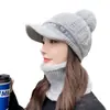 Chapéu Casual Versátil Estilo Coreano para Mulheres Outono e Inverno Pelo de Coelho Bico de Pato Ciclismo Chapéu Quente Inverno Proteção de Orelha Chapéu de Lã Tricotado