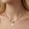 Collar para mujer transfronterizo, no se decolora, elegante y de lujo ligero, cadena para clavícula en forma de corazón, joyería de acero inoxidable 304, cadena para clavícula de mujer